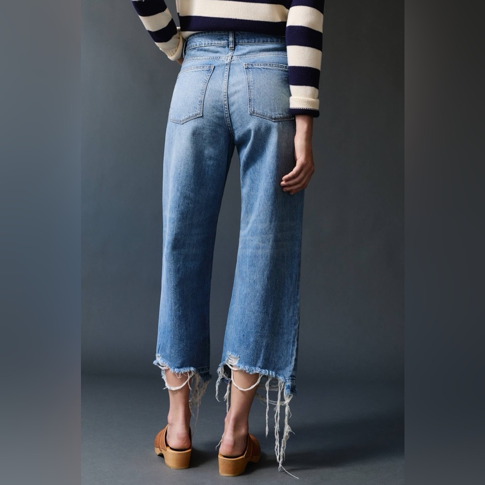 DL1961 Anthropologie Hepburn Ultra High-Rise Distressed Wide Leg Jeans Size 28 - Picture 2 of 16